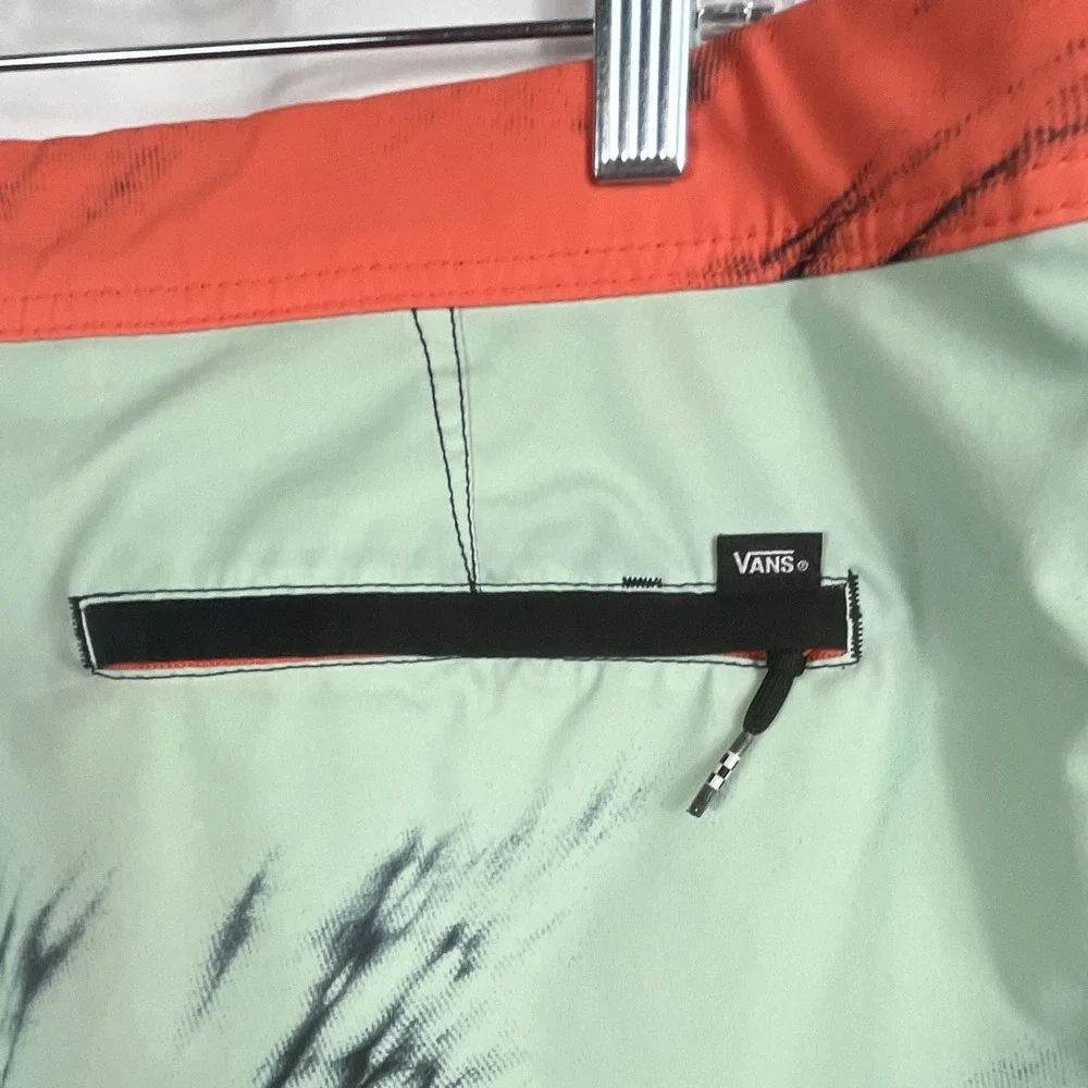 VANS Men's Board Shorts Drawstring Swim‎ Trunks Orange/Green/Black Size 36 Waist
